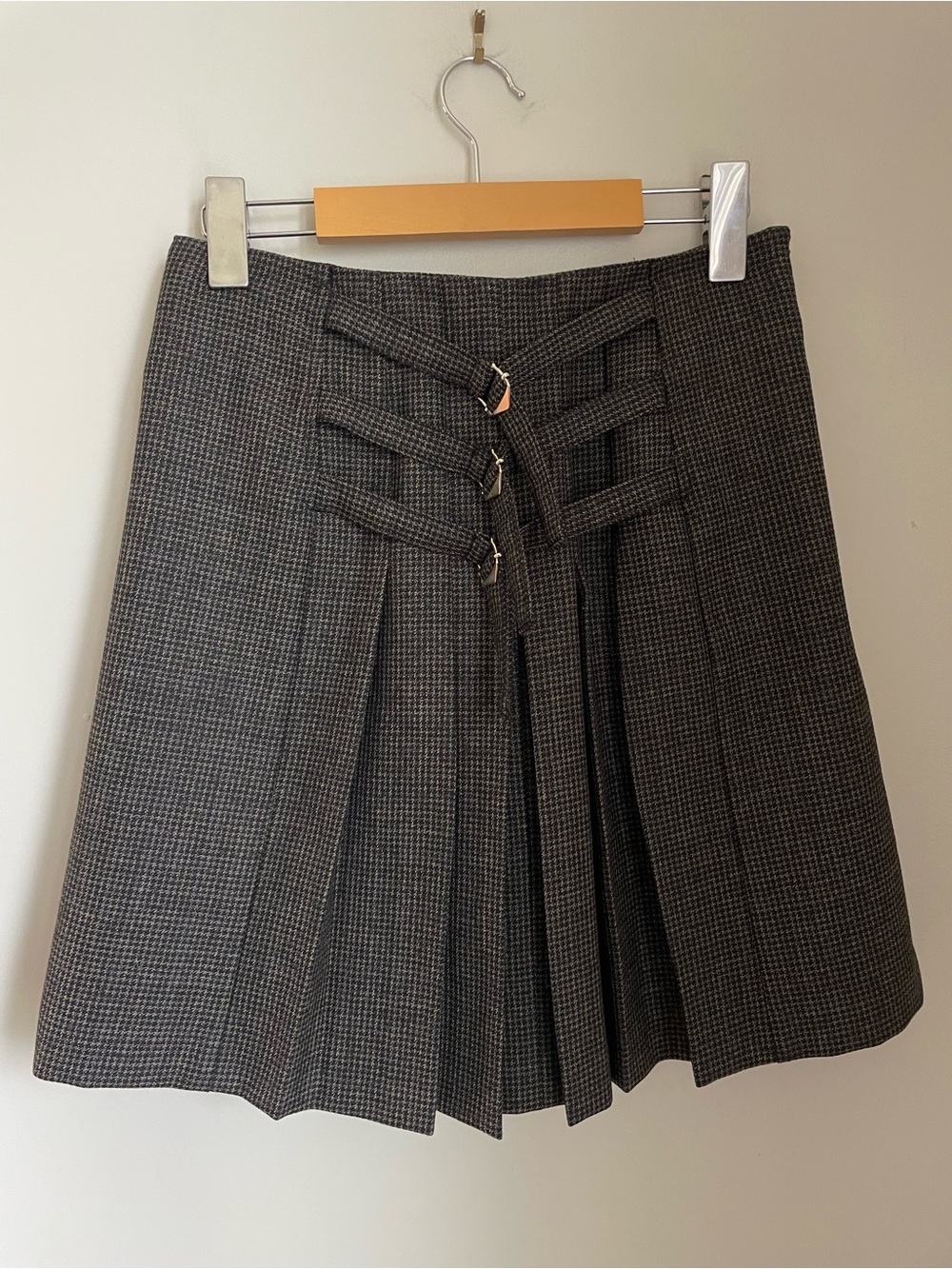 Sandro Yolanda Pleated Houndstooth Tweed Mini Skirt NWT Size XS Preppy Parisian - Picture 5 of 15
